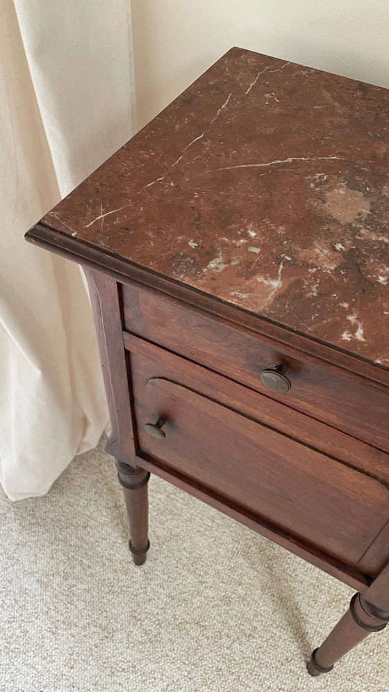 Image 1 of TABLE de Chevet Ancienne MARBRE et Bois