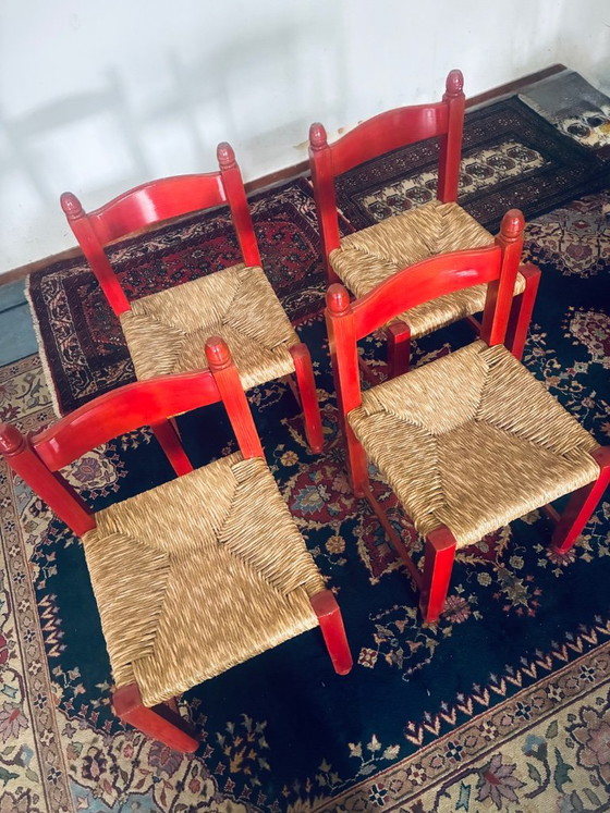 Set di 4 Sedie italiane Mid Century / Folk – Nello stile di Carimate / Vico Magistretti – Anni '60/'70 (photo 2 of 8)