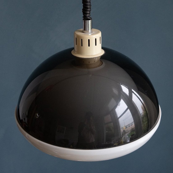 Image 1 of Lampada a sospensione vintage Space Age in grigio fumo e bianco