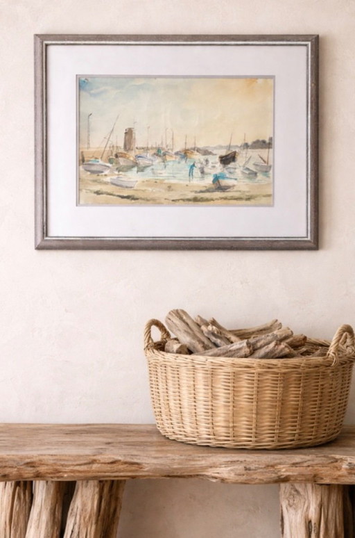 Watercolor wash Port of Piriac Loire Atlantique