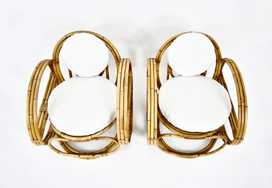 Image 1 of Pair of Italian Rattan Armchairs, 1960s