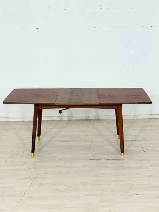 Image 1 of Vintage Dining Table / Mid-Century Extendable and Height-Adjustable Dining Table / 1960s Kitchen Table