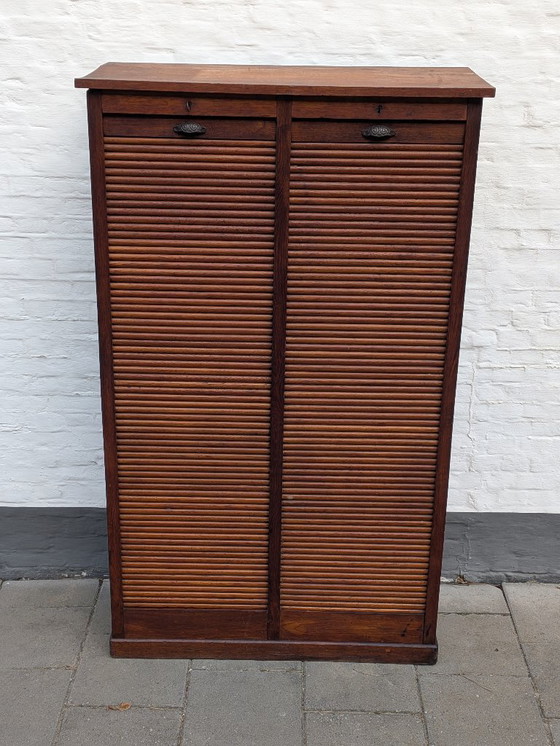 Image 1 of Mobile antico francese in rovere con doppia anta a serrandina - Armadio per archivio notarile (circa 1920)