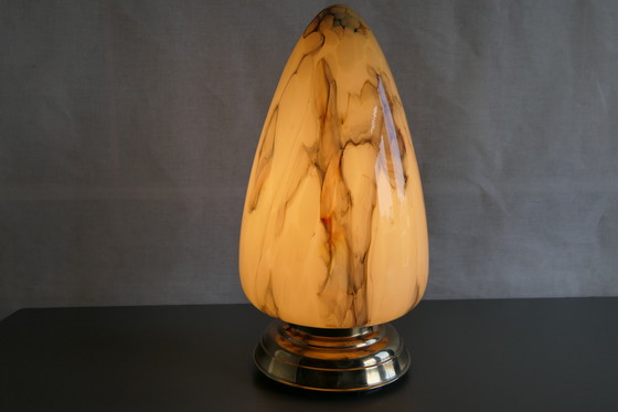 Image 1 of Twee art deco plafondlampen, gemarmerd, druppelvorm