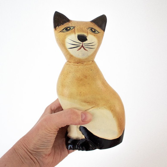 Image 1 of Gato siamés de madera antiguo