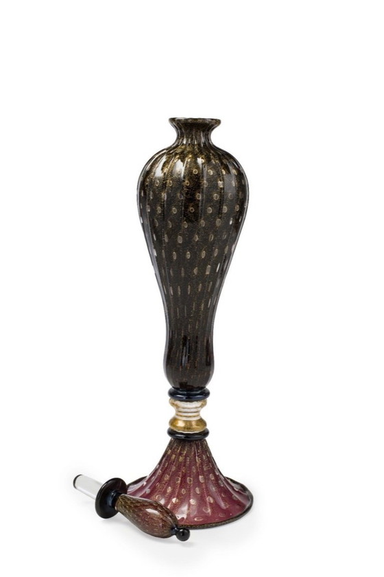 Image 1 of Jarrón botella de cristal de Murano de 68 cm de altura con pan de oro de 24 quilates – Homenaje a Venecia