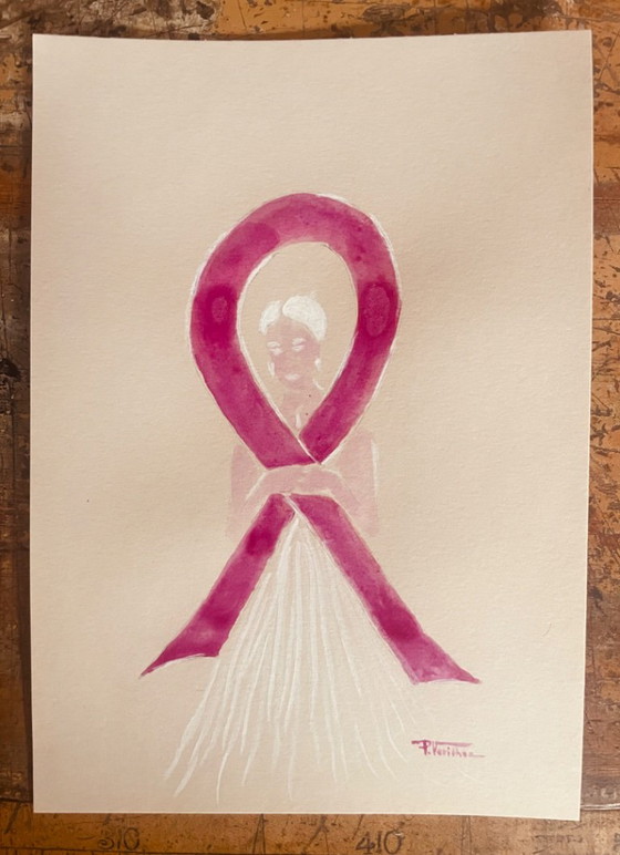 Quadro firmato ritratto femminile creazione per Ottobre Rosa « Apprivoiser » – Dipinti e disegni, Paper (photo 2 of 10)