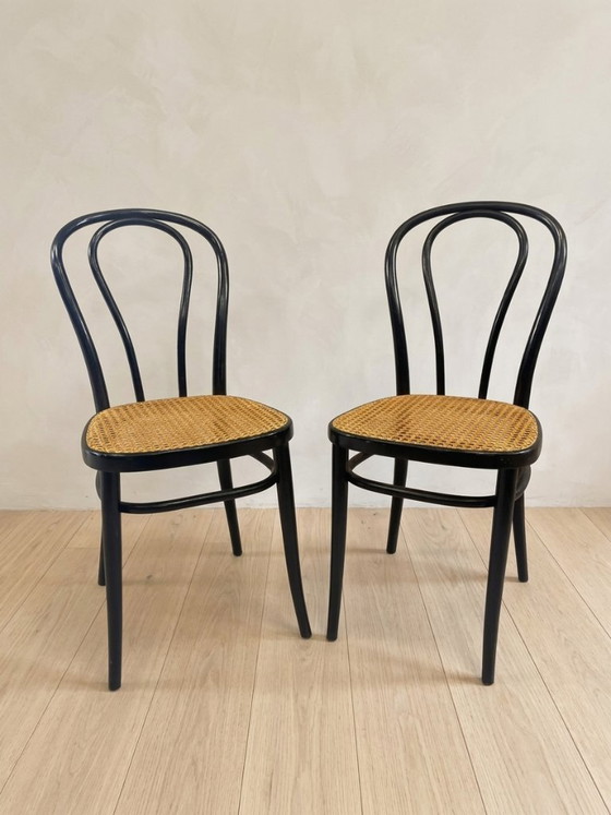 Image 1 of Paire de chaises en bois courbé, modèle Vienna Straw Seat, par Thonet pour Herbatschek, Pologne des années 1960