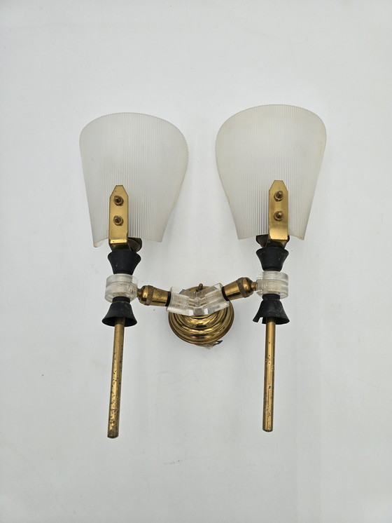 Image 1 of 70'S Brass And Plexiglas Wall Sconce