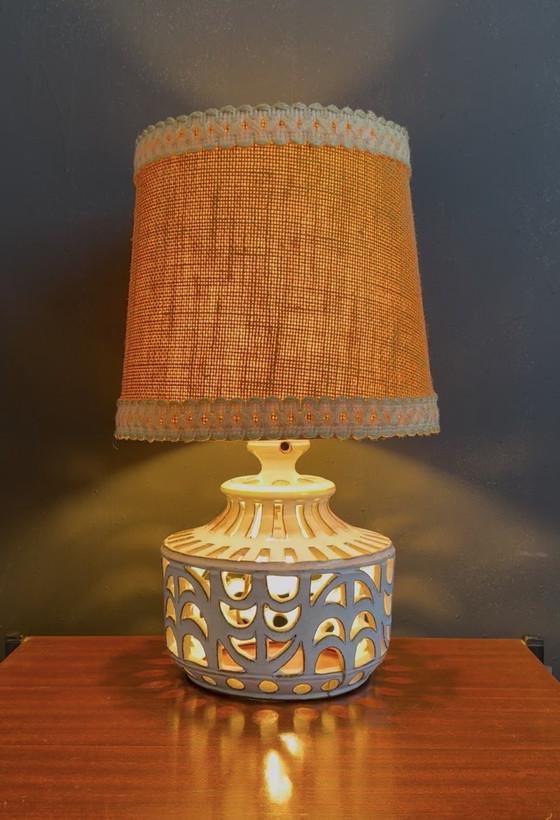 Image 1 of Roger Collet openwork ceramic lamp, 1960s