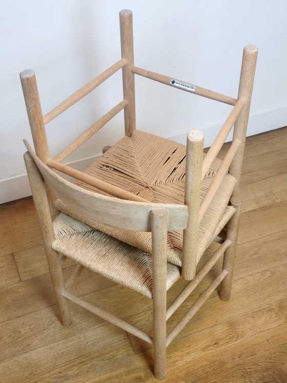 Image 1 of Set of 4 J39 chairs in soaped oak by Børge Mogensen for FDB Mobler