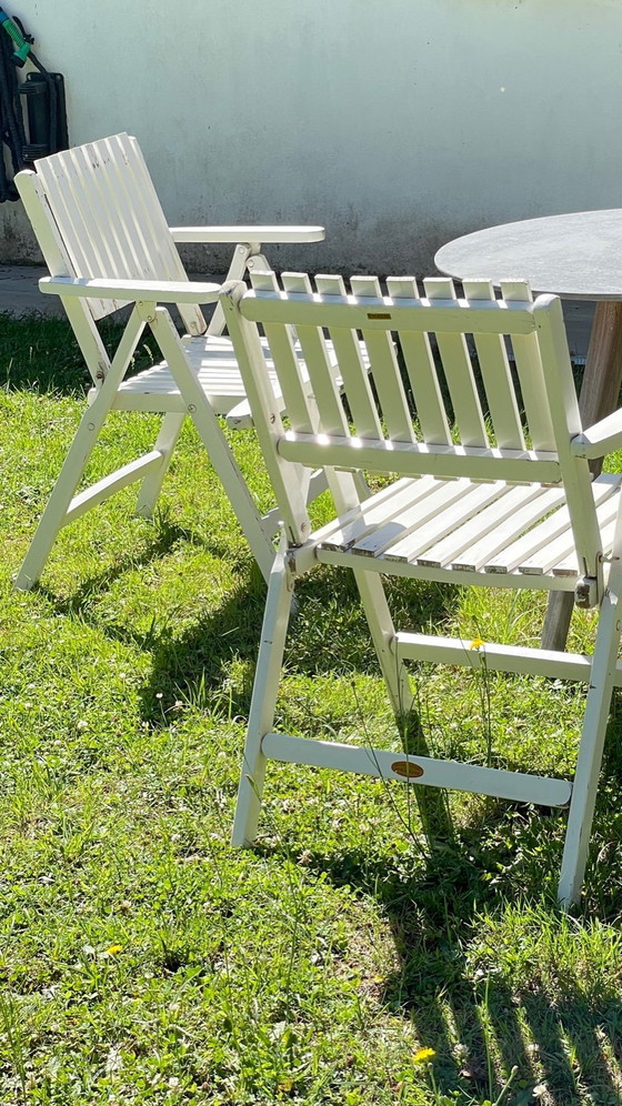 Image 1 of Vintage Wood Folding Garden Armchair by R.Gleizes France