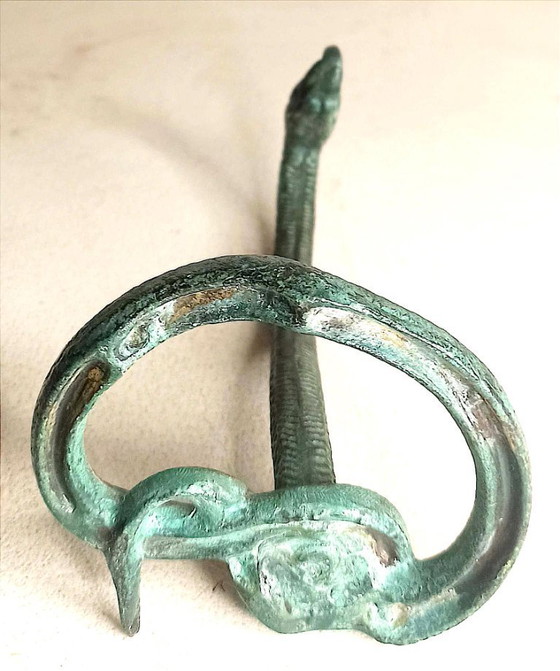 Image 1 of Cobra Bronze Pocket Watch Holder by Edgar Brandt, Art Deco Style