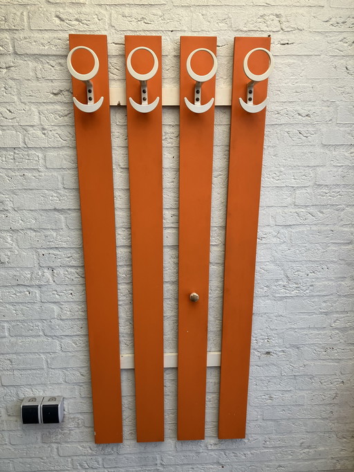 Vintage 1970s Orange Wardrobe Wall Coat Rack