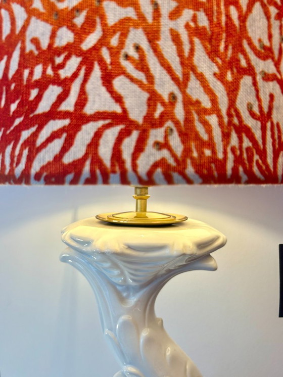 Image 1 of Italiaans Modern: Opvallende keramische lamp uit de jaren 60 uit Italië - volledig gerestaureerd - nieuwe lampenkap