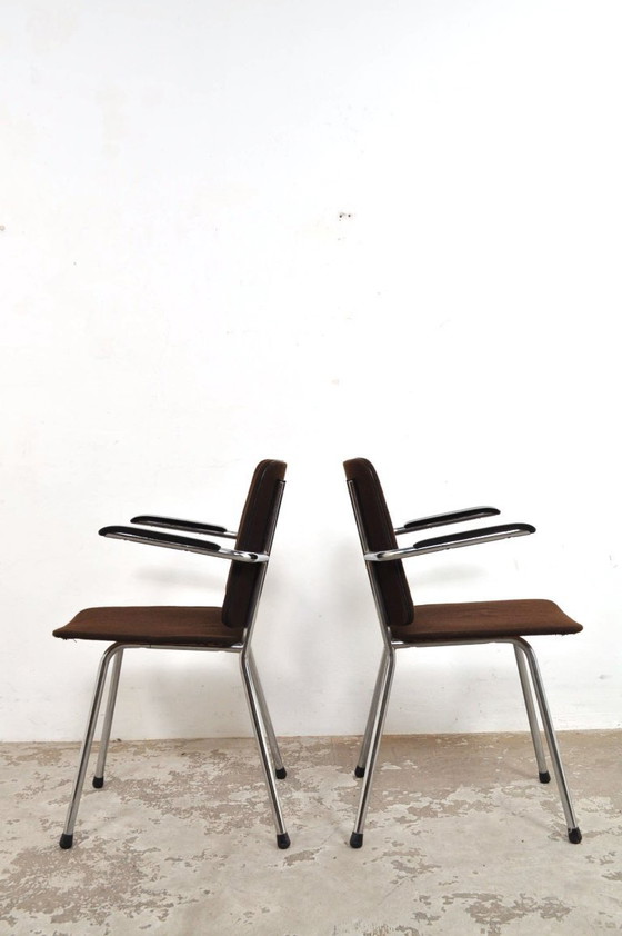 Image 1 of Vintage buisframe stoelen met bakelieten armleuningen, set van 4