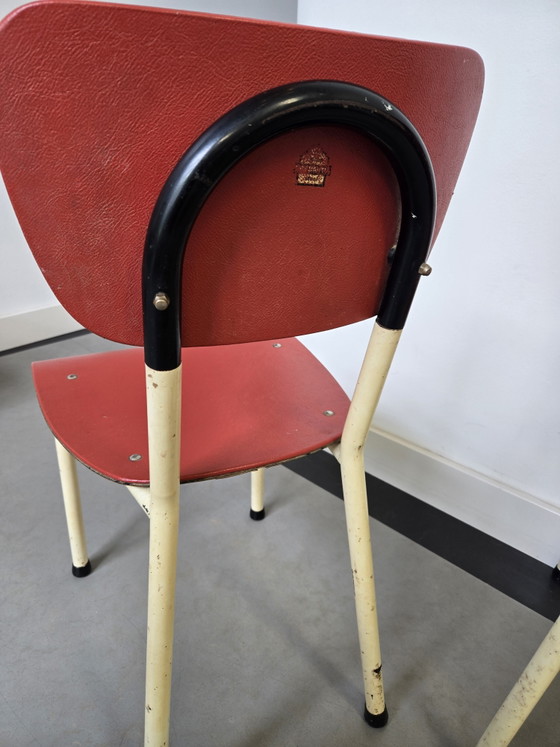 Image 1 of Chaises Brabantia en acier des années 1960, rouge crème noir