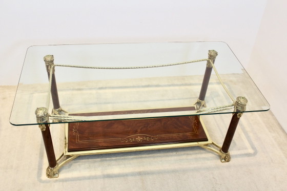 Hollywood Regency Salontafel, Koffietafelboeken, Glas, Messing (foto 3 van 8)