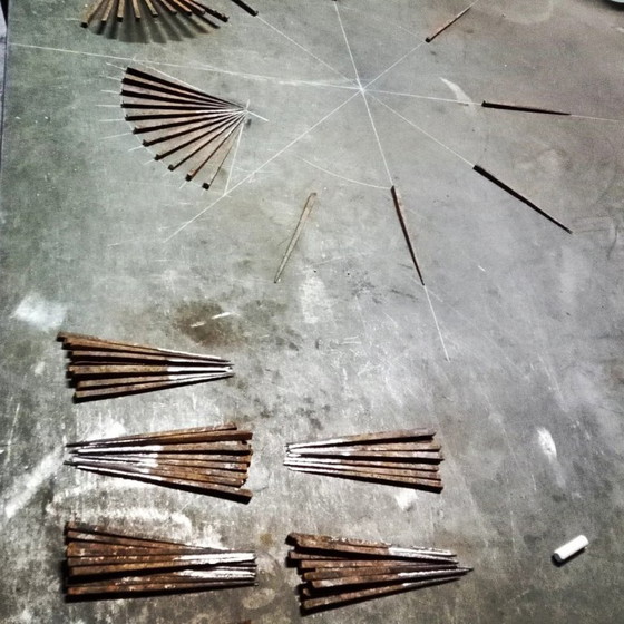 Image 1 of Miroir artisanal soleil fer motif palmes - création pièce unique