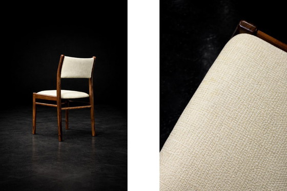 Image 1 of Chaises danoises vintage en teck et tissu beige, style moderne du milieu du siècle, années 1960, lot de 4