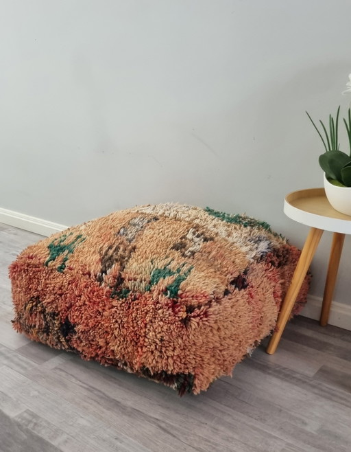 Berber moroccan pouf, vintage seat cushion