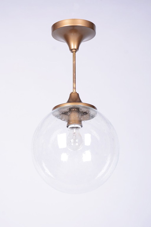Gerestaureerde Mid-Century Kroonluchter, Messing, Glas, Nieuwe Elektrificatie, Tsjechisch, Jaren 60