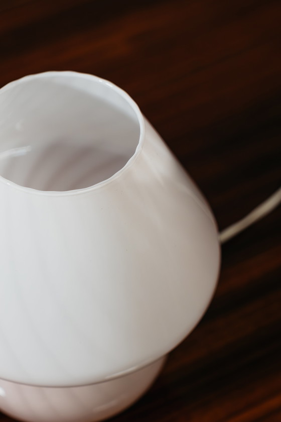 Image 1 of Large Murano Mushroom Rose Table Lamp 1970’s Design Pink Shade