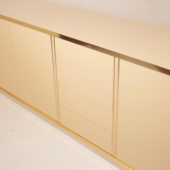 Willy Rizzo Hollywood Regency Sideboard aus Creme und Messing für Mario Sabot 1970 – Schränke (photo 3 of 19)