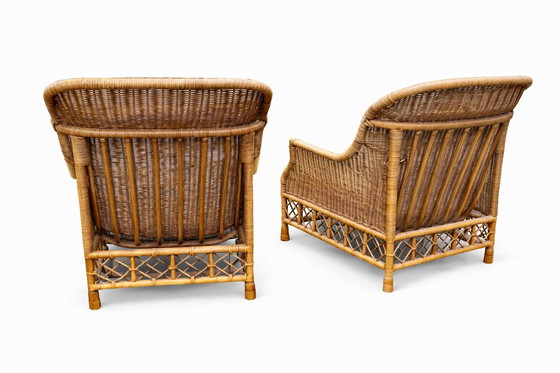 Image 1 of Søren Lund Møbler : Fauteuil en rotin Karen Blixen avec pouf assorti