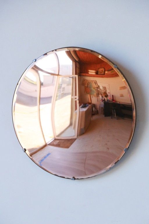 Espejo de bruja color salmón vintage - Diseño 50/60 - 35 cm