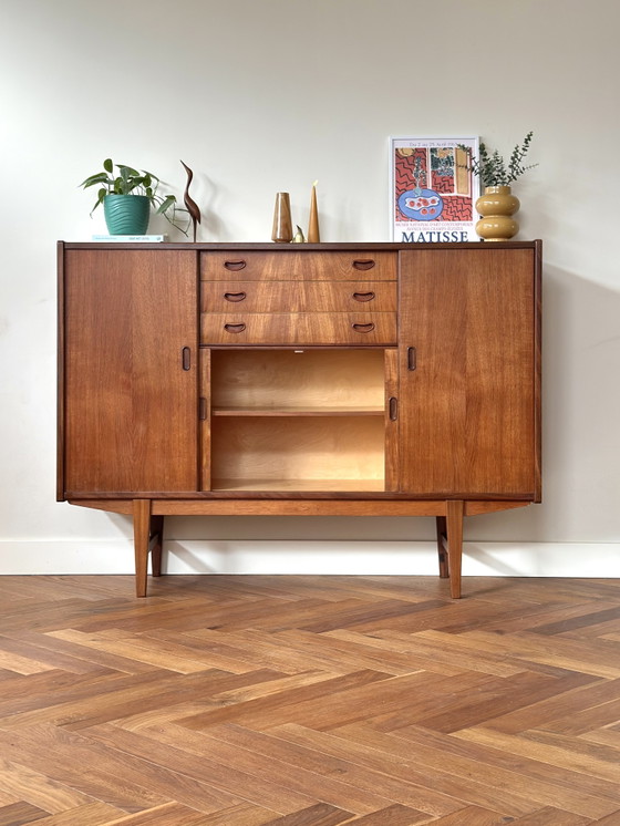 Mobile pensile vintage in stile danese con cassetti in teak, anni '50/'60/'70. – Credenze alte, Wood (photo 13 of 15)