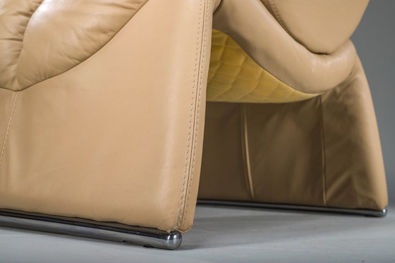 Image 1 of Calipso C35 Lounge Chairs in Leather attributed to Saporiti, Italy, 1980s, Set of 2