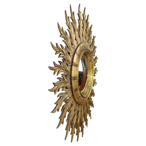 Image 1 of Large Rare Wooden Sun Mirror Sunburst Gold Leaf XL 86cm