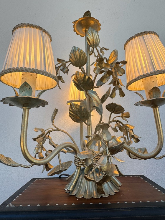 Lampada fiorentina a fogliame anni '70 – Lampade da tavolo, Metallo (photo 3 of 15)