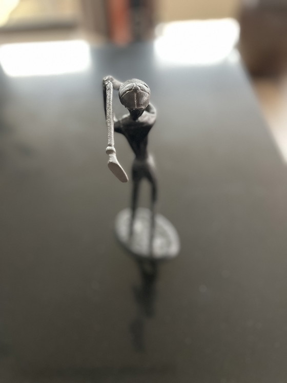 Image 1 of Set of 2 bronze golf figurines – vintage sports theme