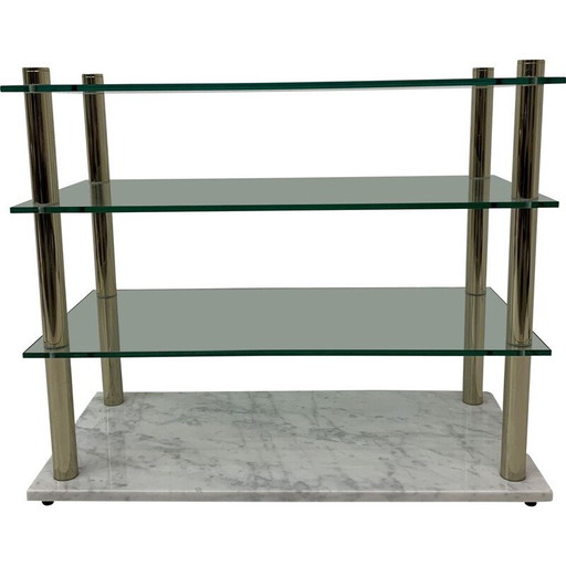 Vintage "Hollywood Regency" marmeren en glazen plank, 1970