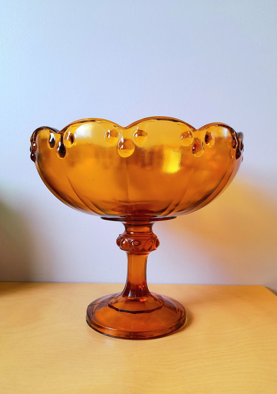 Image 1 of Amber glass fruit bowl