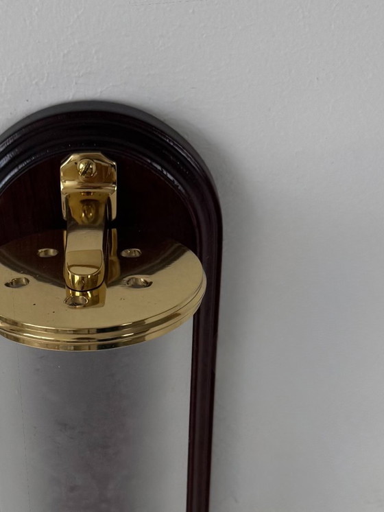 Image 1 of Vintage wandlamp van hout, glas en messing, Frankrijk, 1980