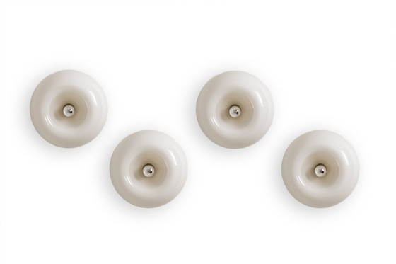 Image 1 of Castiglioni. Pair of opaline glass wall sconces. 20th century.