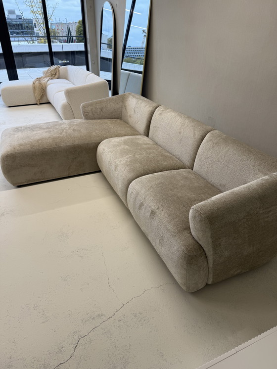 Image 1 of Sandfarbenes Japandi-Ecksofa Chenille