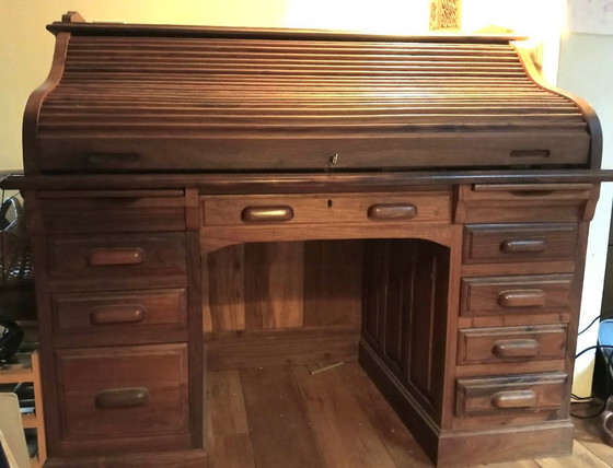Scrivania a rullo esclusiva in legno massello di Mninga fatta a mano (2001) – Domus, Scrivanie, Wood (photo 3 of 5)