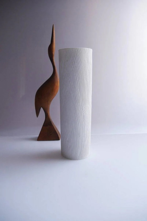 Image 1 of Mid-century modern Op-Art Studio Line bisque porcelain vase by Werner Schreib for Rosenthal, 1960s