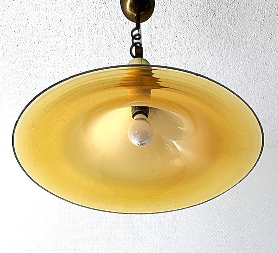 Image 1 of Lampada a sospensione Cosack in vetro di Murano color ambra