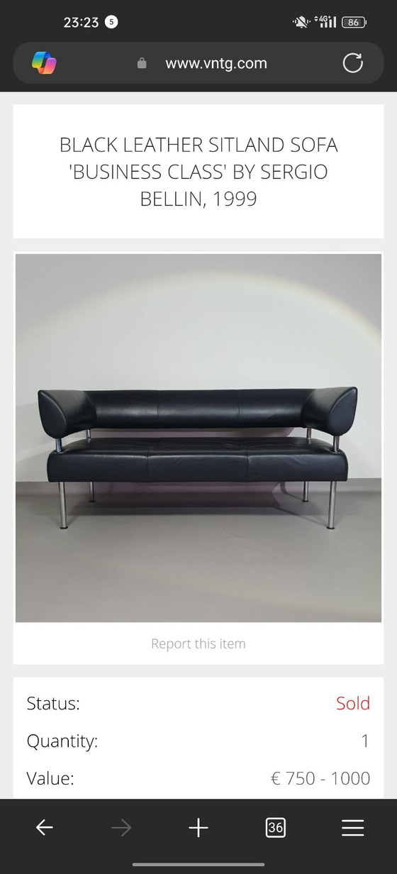 Divano Sitland in pelle nera di Sergio Bellin, 1999 – Divani 3 posti (photo 3 of 5)