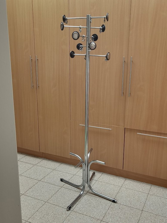 Image 1 of COAT RACK ON BASE chrome 1970s / 1980s Mid-Century