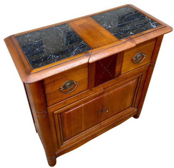 Image 1 of Small antique cherry wood entryway sideboard