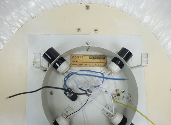 Image 1 of Verlichte wandspiegel van Schöninger met acryl frame en ijsglasdecoratie, jaren 60/70.