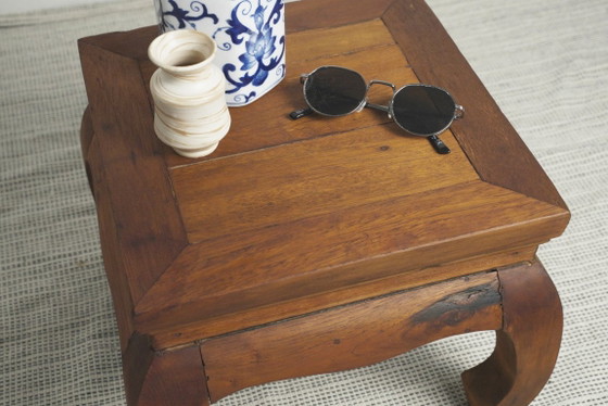 Hardhouten opiumkrukje/tafel, Aziatische lage bijzettafel, handgemaakte plantenstandaard van massief – Wood (photo 15 of 15)