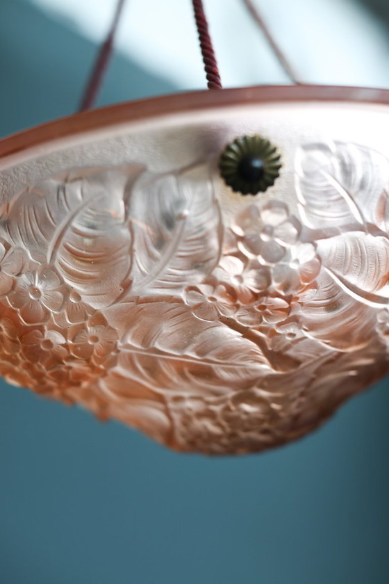 Image 1 of Lampada a sospensione floreale Art Déco