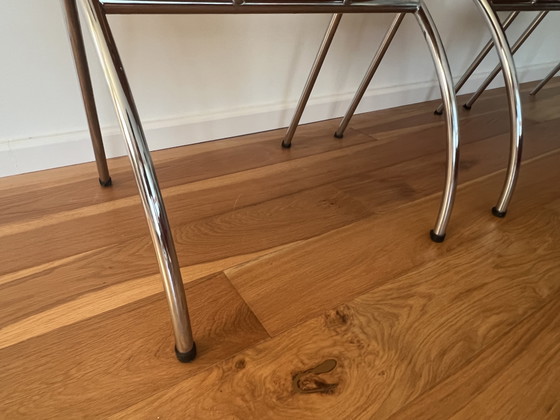 Image 1 of 3x Kimball Bingo houten stoelen met chroom buisframe